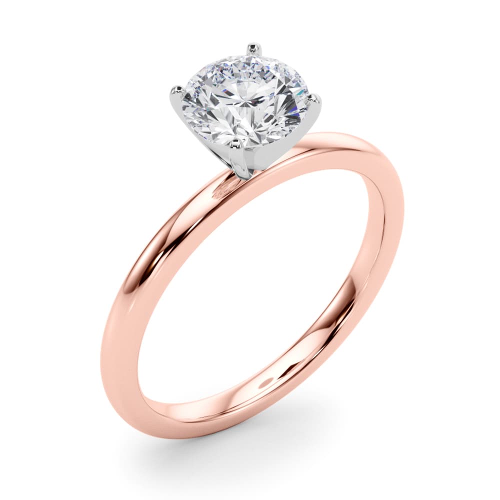 Solitaire Engagement Ring, style 51192, Angle view in rose gold