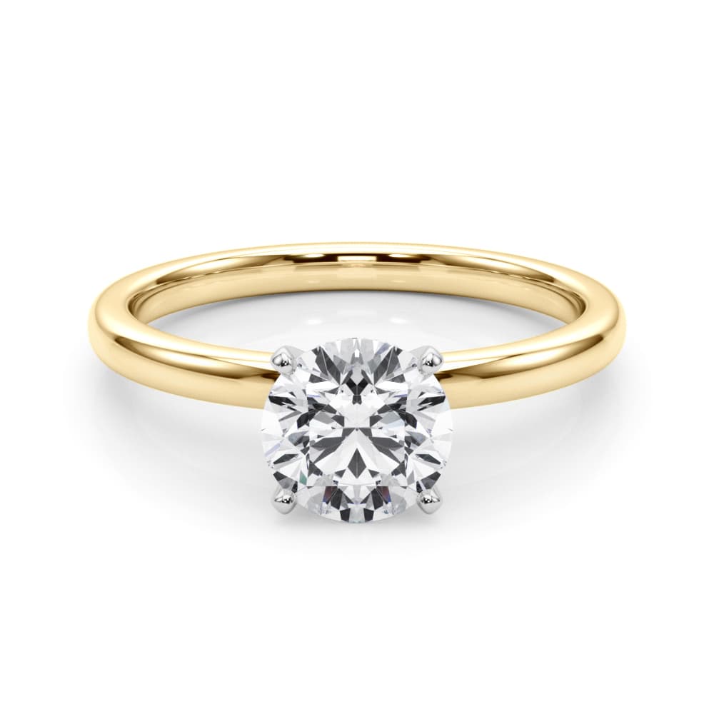 Solitaire Engagement Ring, style 51192, On hand view in yellow gold