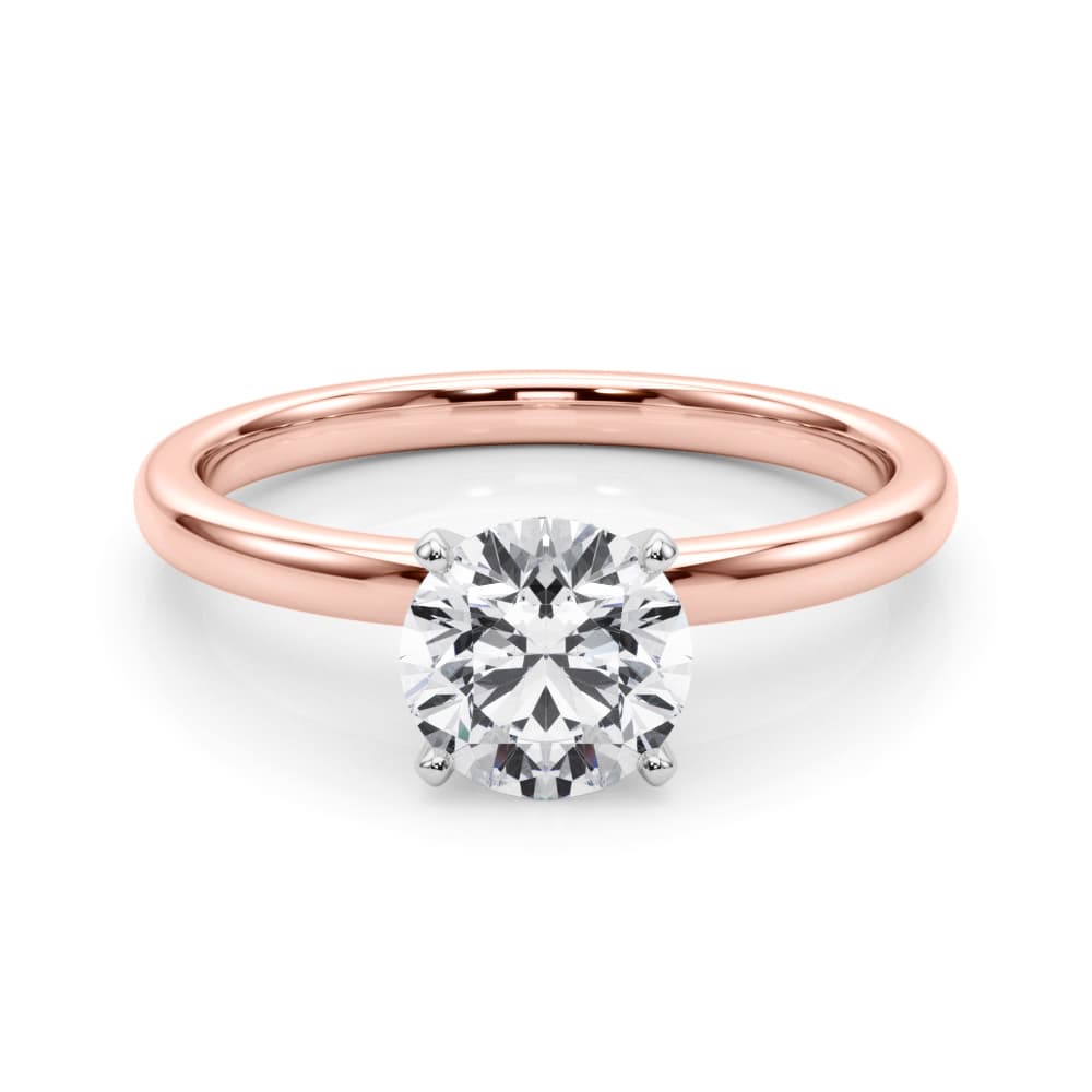 Solitaire Engagement Ring, style 51192, On hand view in rose gold