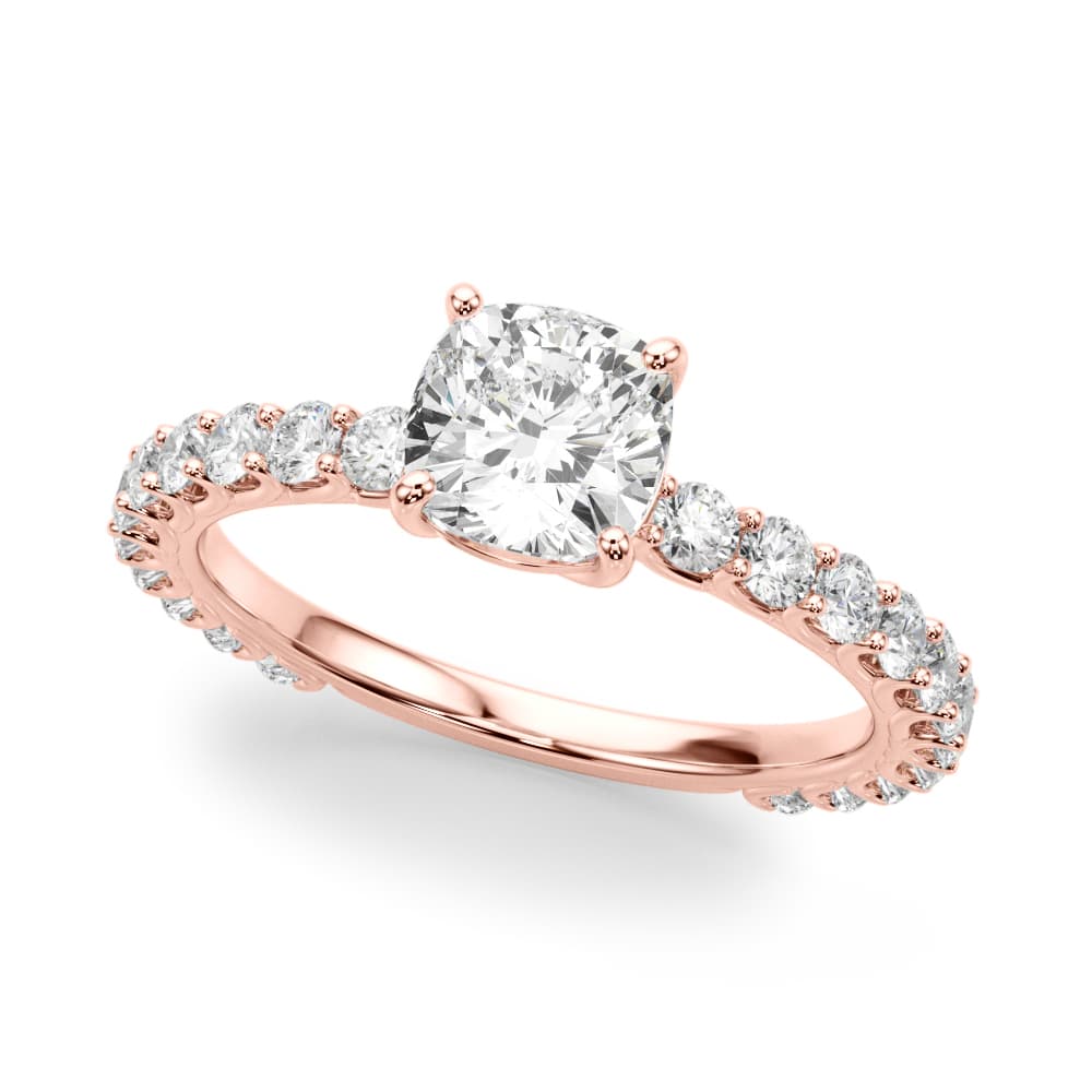 Cu Single Row Shared Prong Eng Ring, style 51193, Front view in rose gold