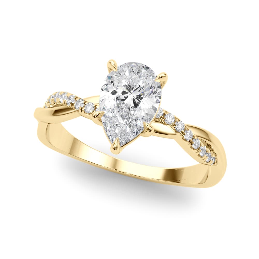 Engagement Ring, style 51196, Front view in yellow gold