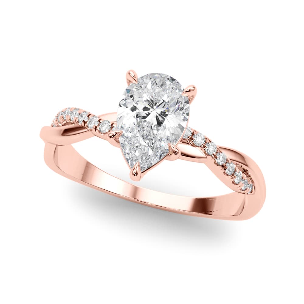 Engagement Ring, style 51196, Front view in rose gold