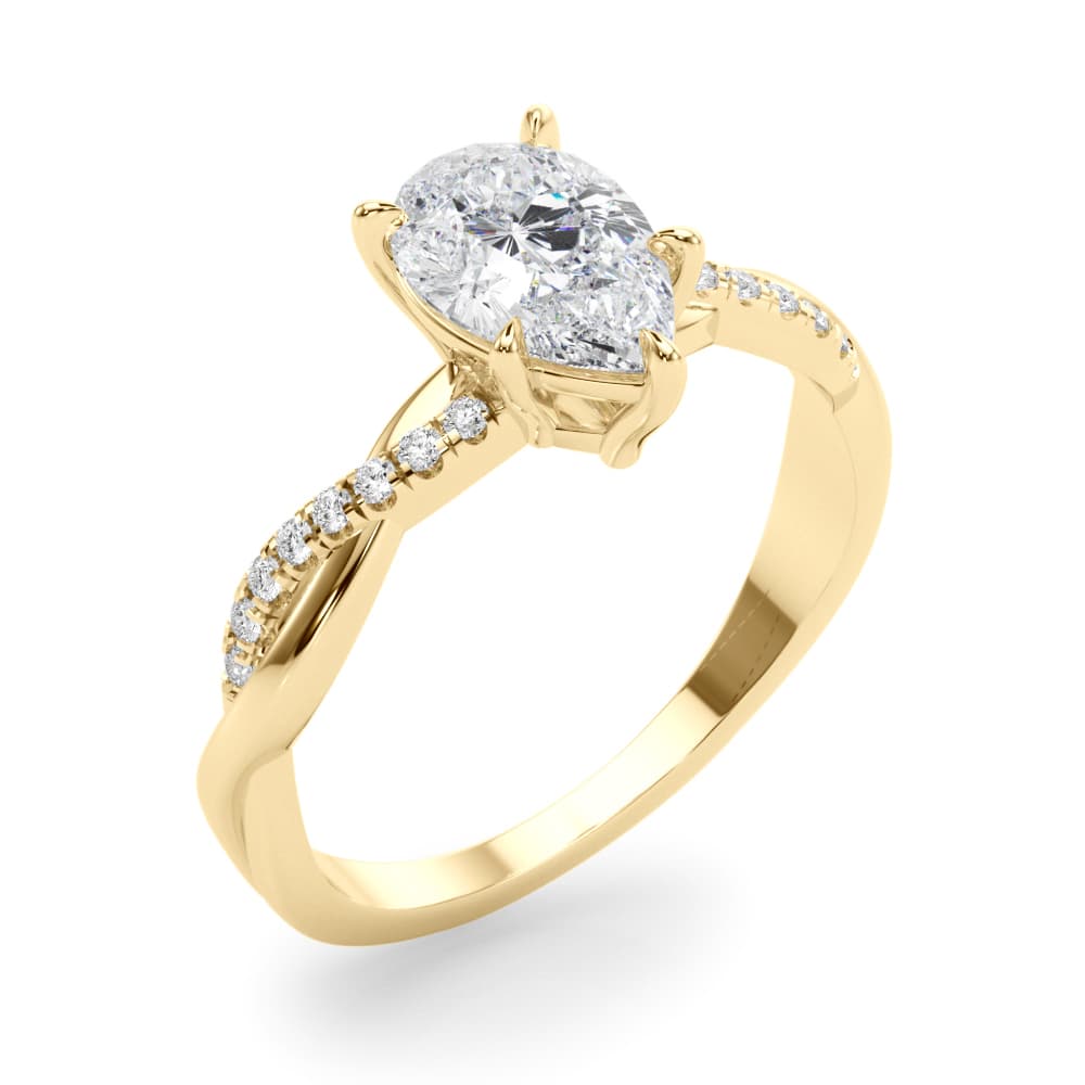 Engagement Ring, style 51196, Angle view in yellow gold