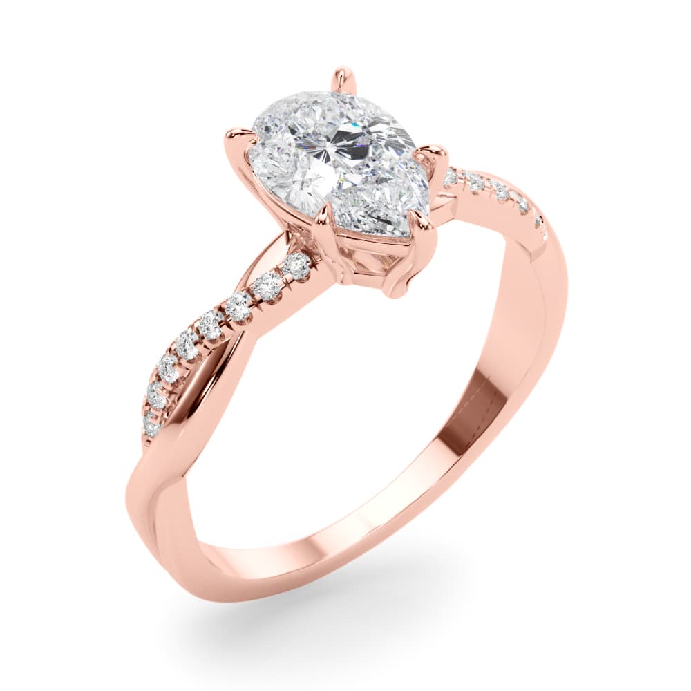 Engagement Ring, style 51196, Angle view in rose gold