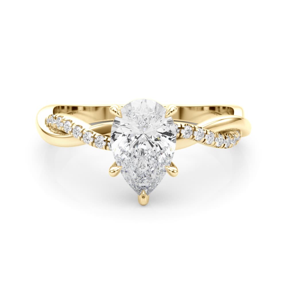 Engagement Ring, style 51196, On hand view in yellow gold