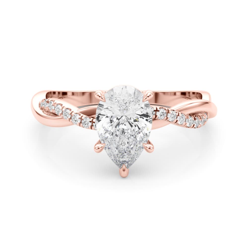 Engagement Ring, style 51196, On hand view in rose gold