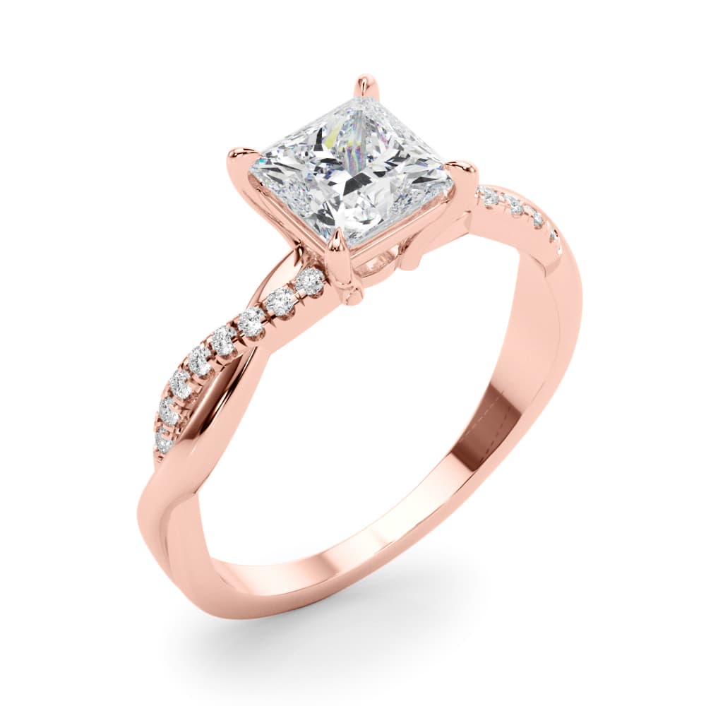 Engagement Ring, style 51197, Angle view in rose gold