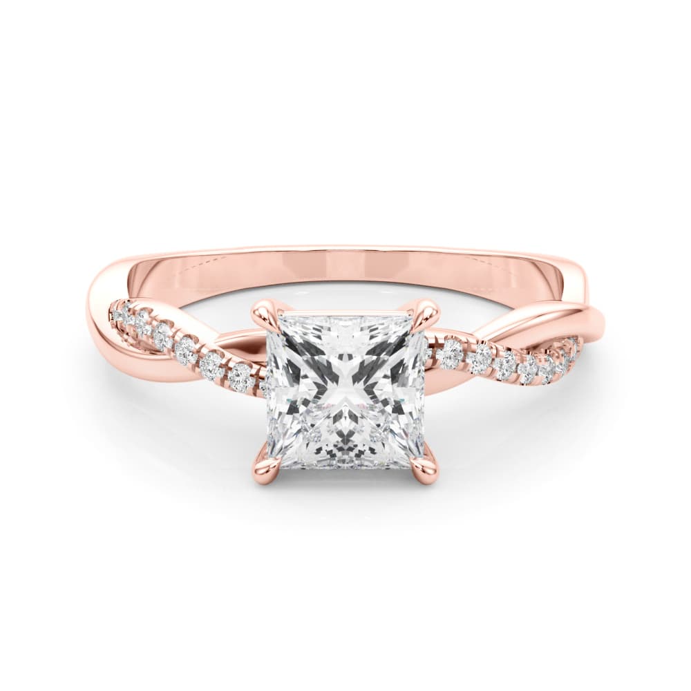 Engagement Ring, style 51197, On hand view in rose gold