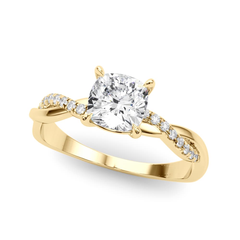Engagement Ring, style 51198, Front view in yellow gold