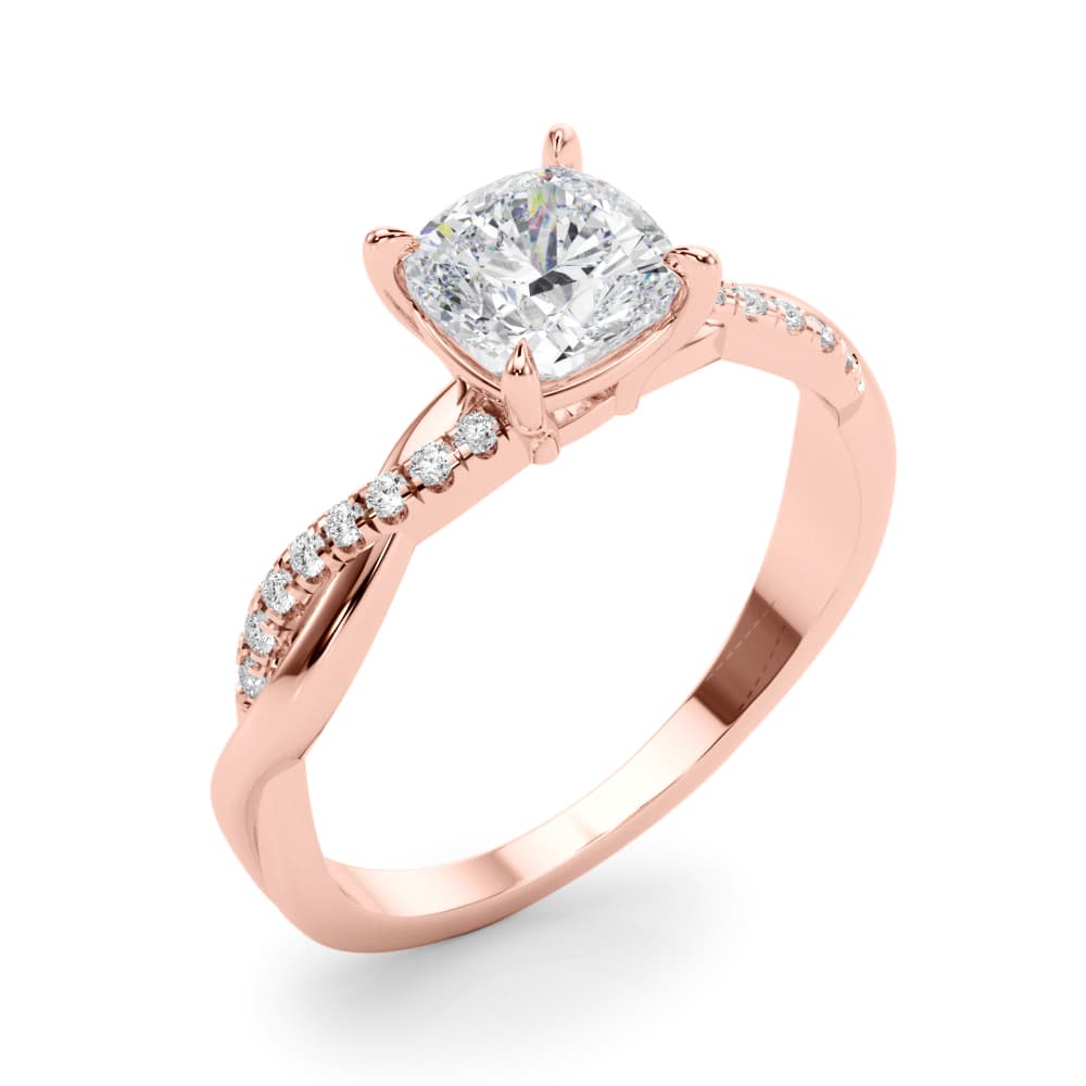 Engagement Ring, style 51198, Angle view in rose gold