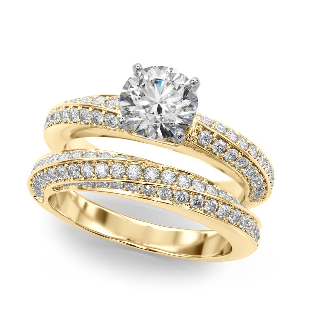 Multi-Row Twisted Engagement Ring, style 51199, On hand view in yellow gold