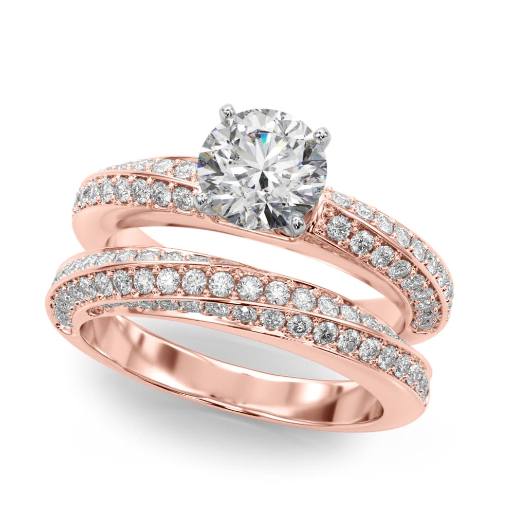Multi-Row Twisted Engagement Ring, style 51199, On hand view in rose gold