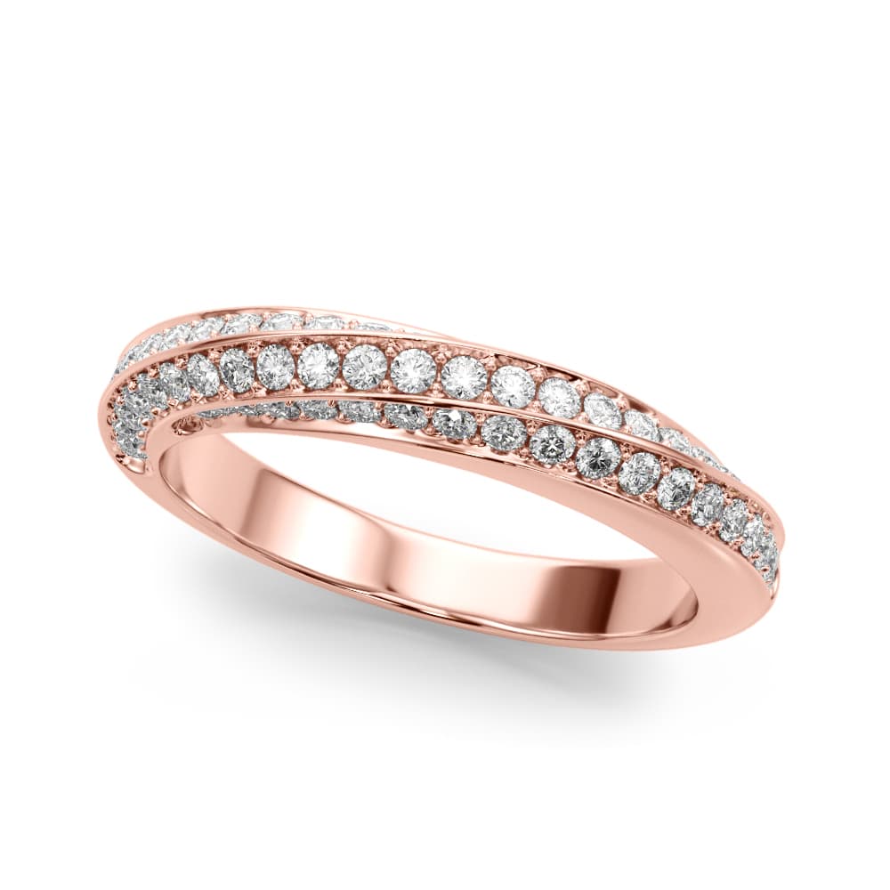 Multi-Row Pavé Twisted Shank Wedding Band (0.59 ct. tw.), Front view in rose gold