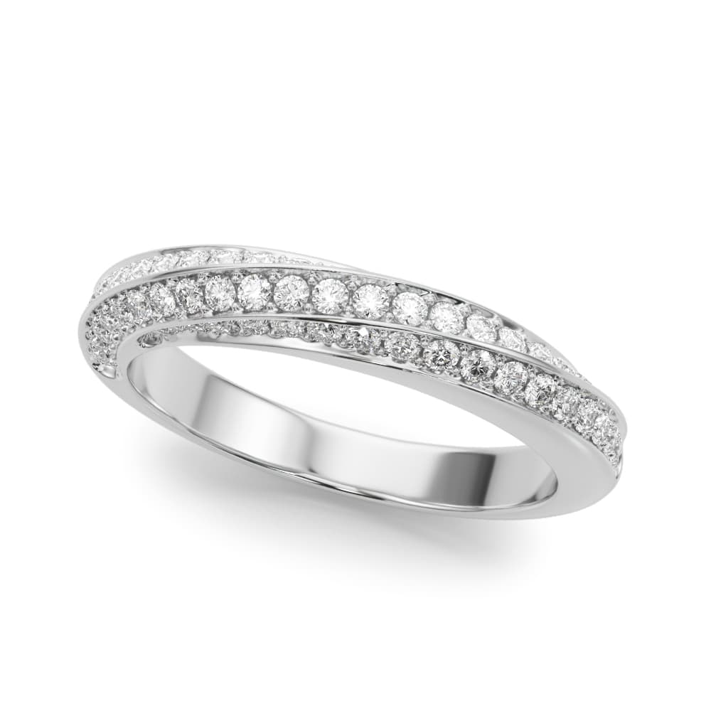 Multirow Pave Twisted Shank Wedding Band — View 1
