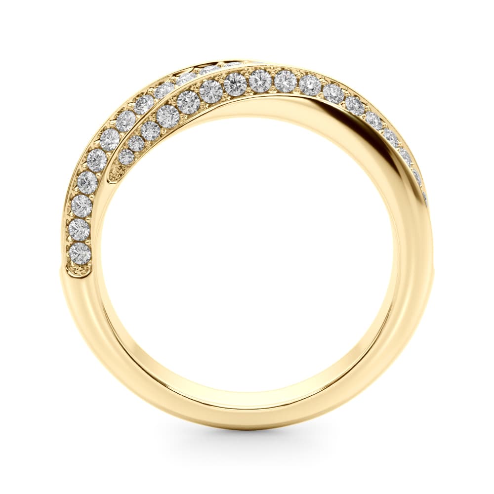 Multi-Row Pavé Twisted Shank Wedding Band (0.59 ct. tw.), Side view in yellow gold