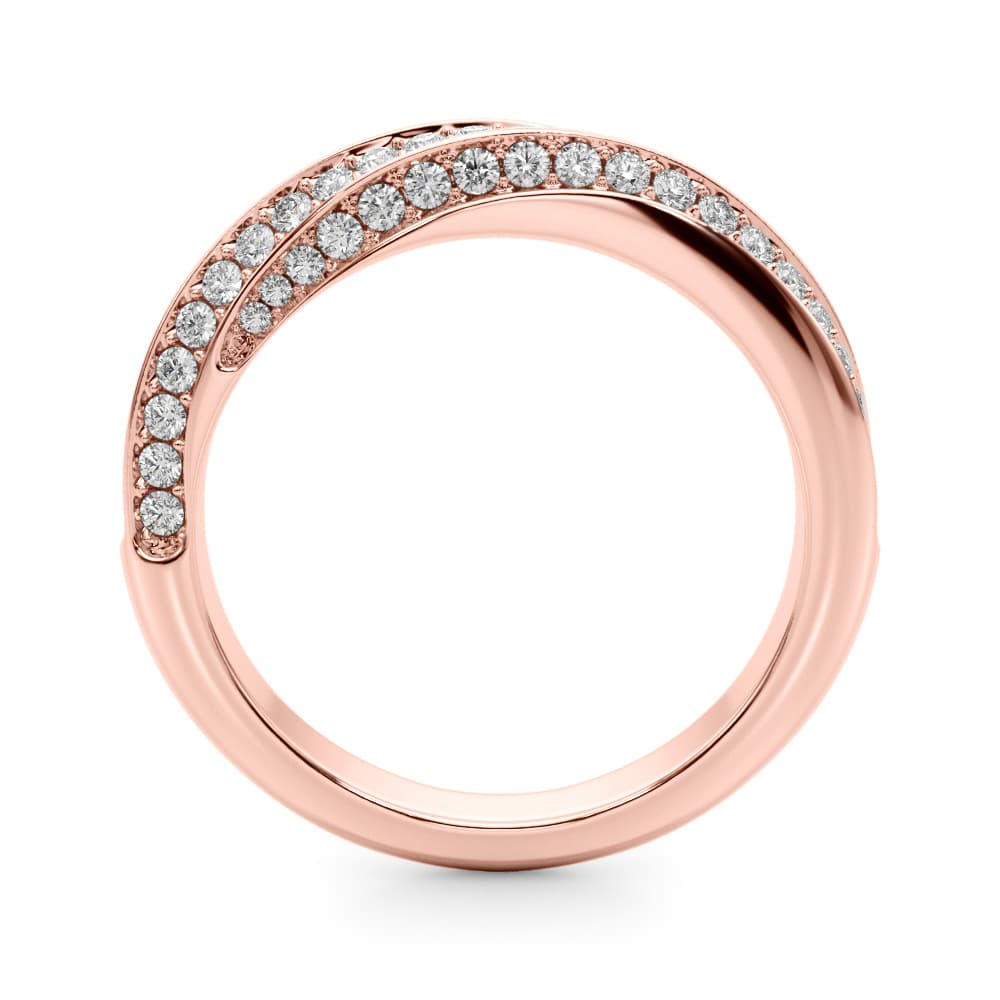 Multi-Row Pavé Twisted Shank Wedding Band (0.59 ct. tw.), Side view in rose gold