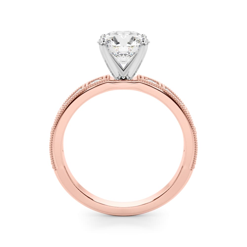 Alternating Round & Baguette Stackable Engagement Ring, style 51200, Side view in rose gold