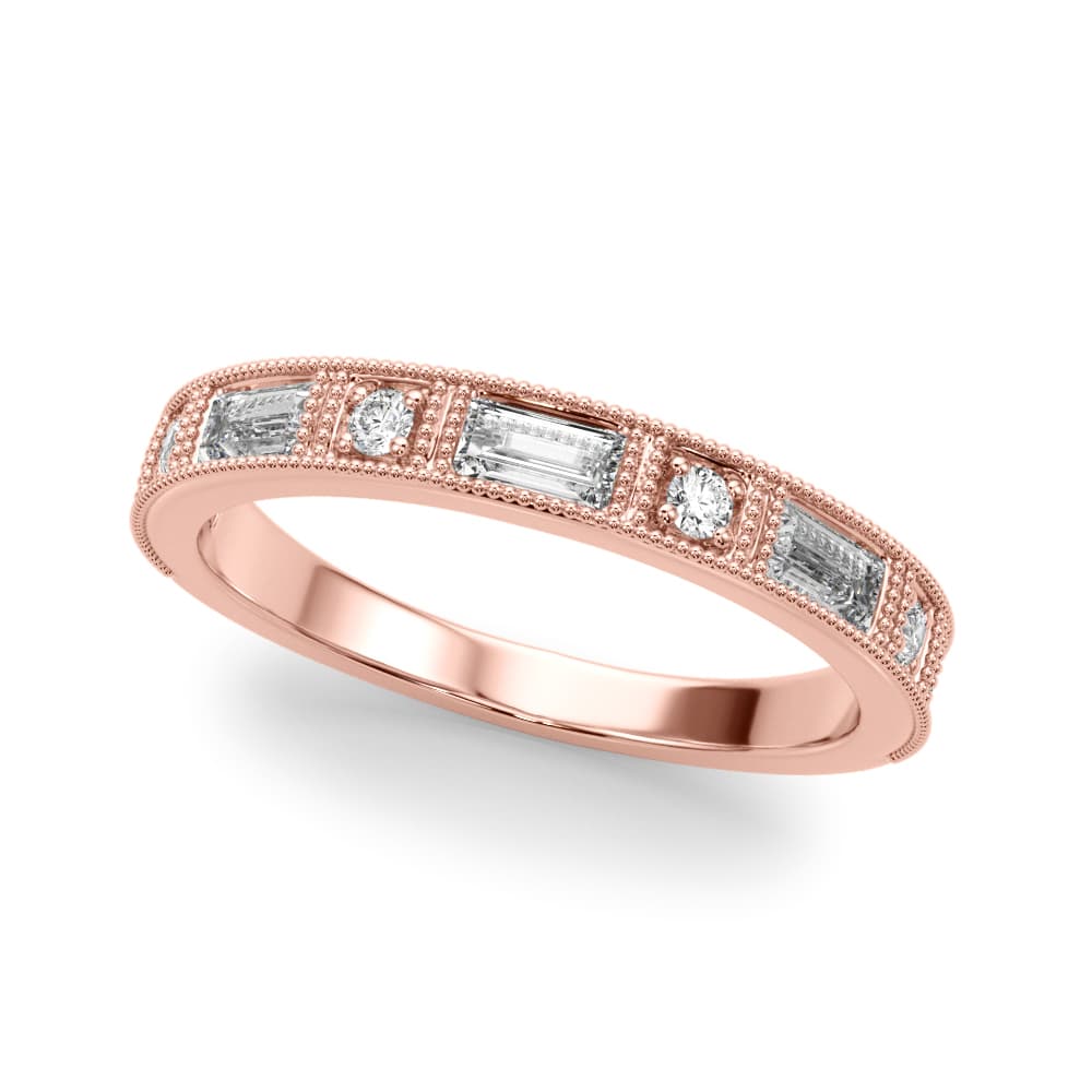 Channel Set Fancy Shape Baguette Wedding Bands (2/3 ct. tw.), Front view in rose gold