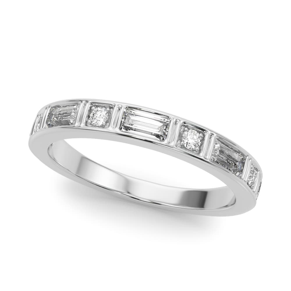 Channel Set Fancy Shape Baguette Wedding Bands — View 1
