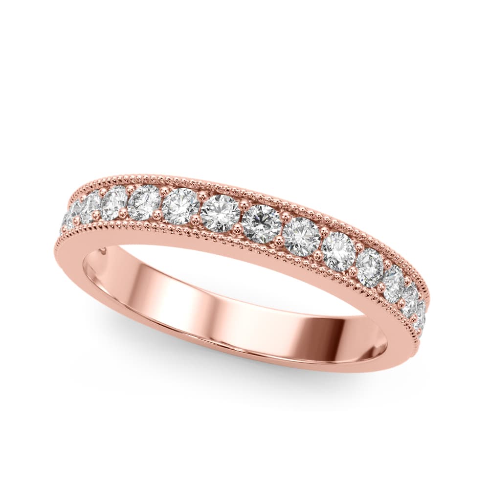 Wedding Band 1/2 Diamond Tw (0.48 ct. tw.), Front view in rose gold
