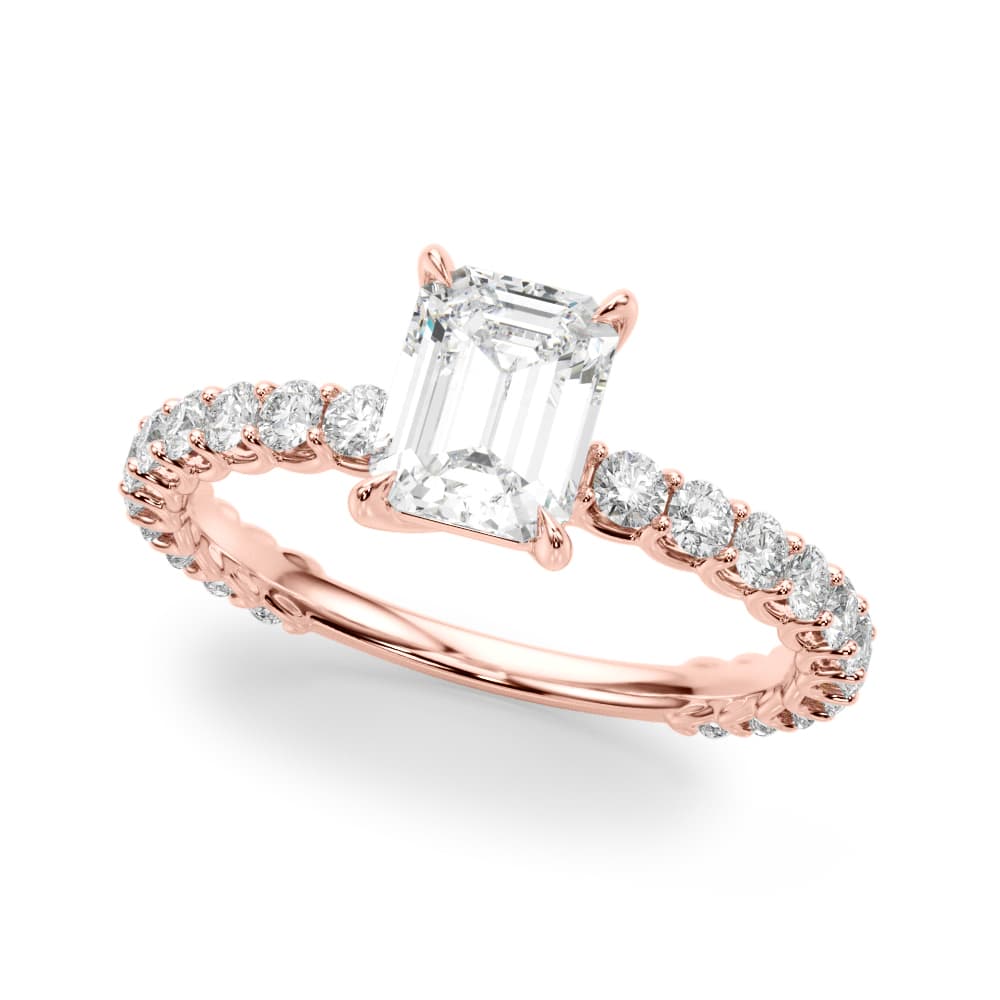 Single Row Trellis Shared Prong Engagement Ring, style 51203, Front view in rose gold