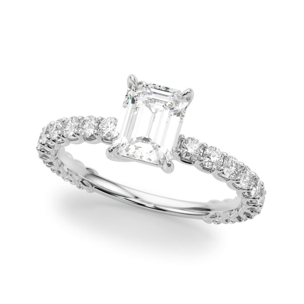 Single Row Trellis Shared Prong Engagement Ring — style 51203 in 10k White Gold