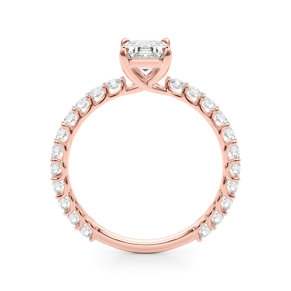 Single Row Trellis Shared Prong Engagement Ring, style 51203, Side view in rose gold