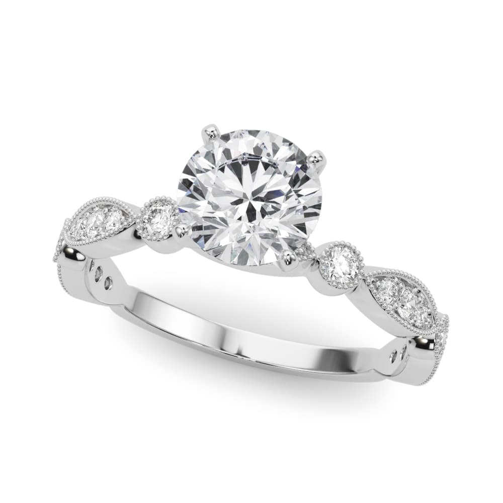 Vintage Inspired Milgrain Engagement Ring — style 51205 in 10k White Gold