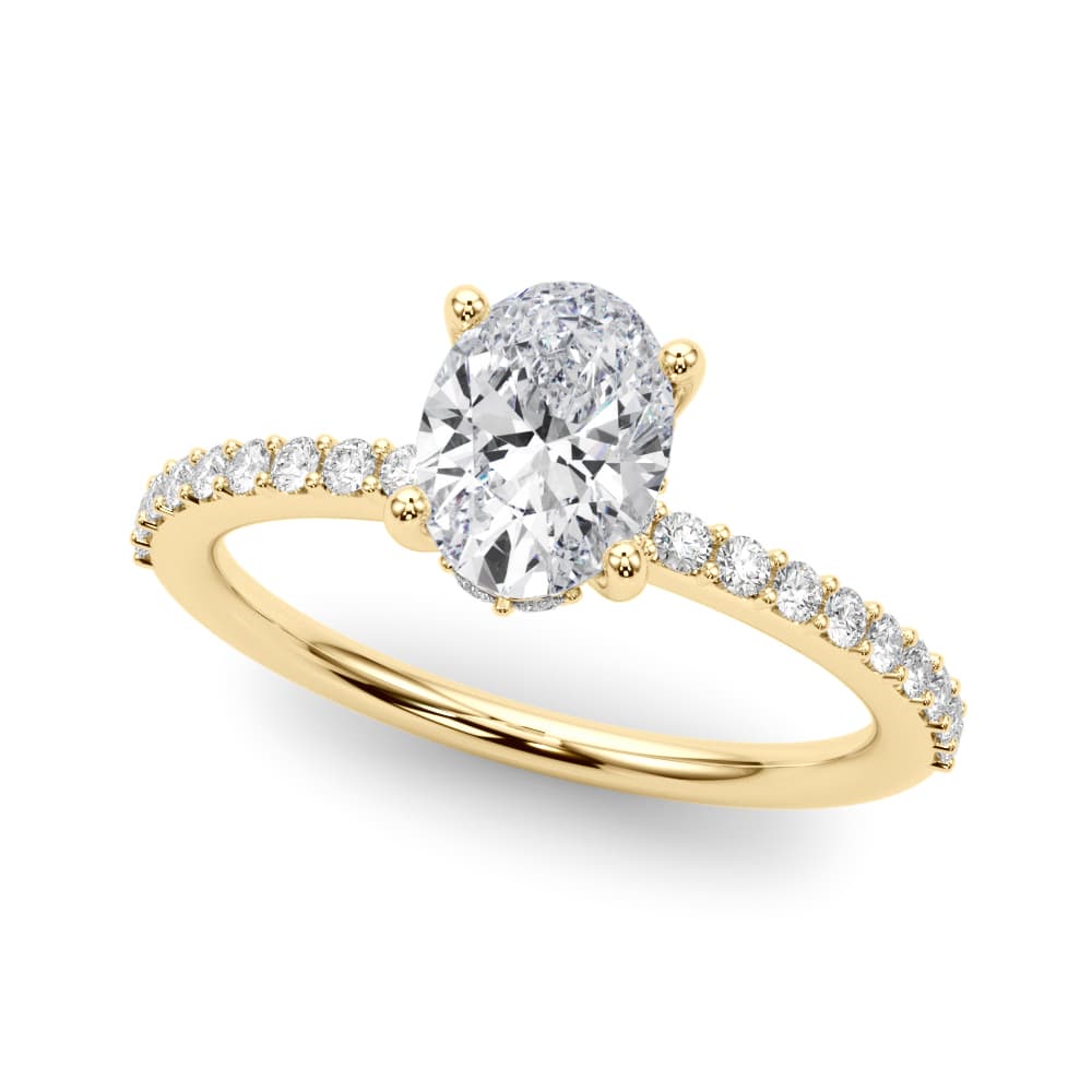 Hidden Halo Oval Engagement Ring, style 51208, Front view in yellow gold