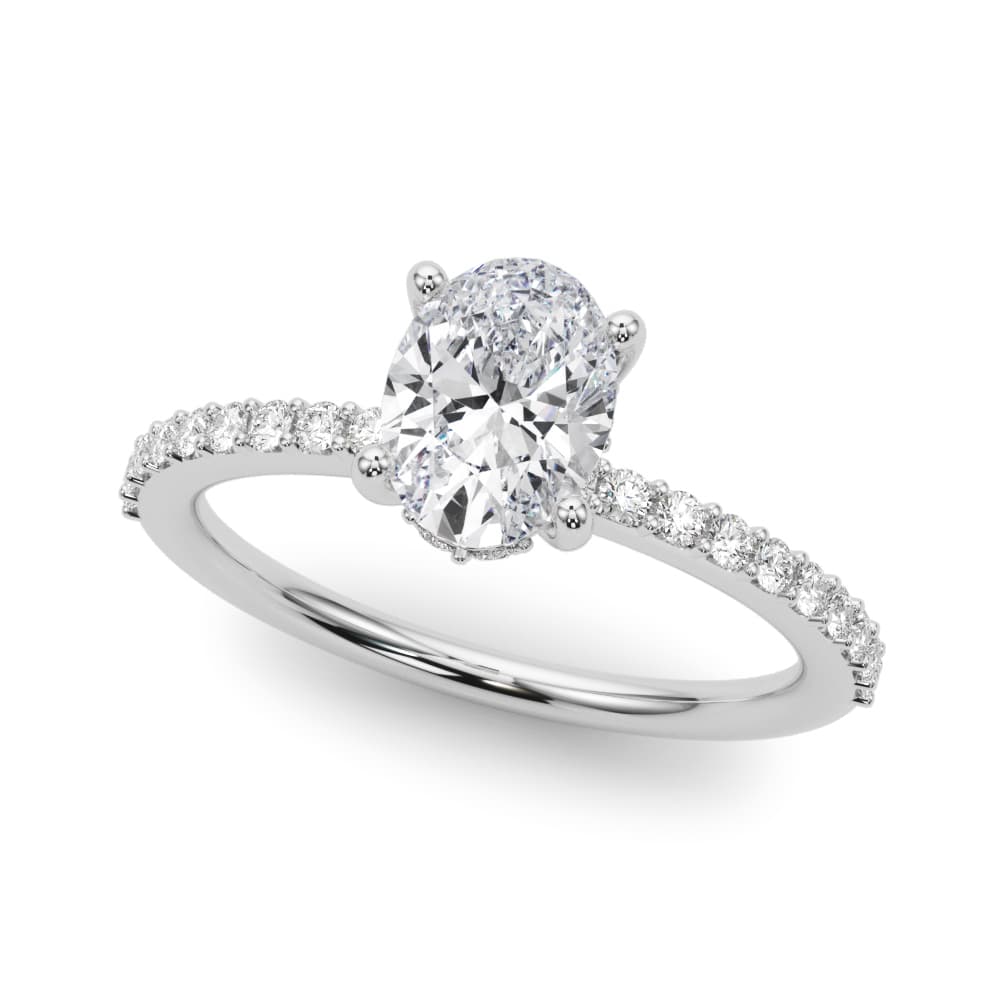 Hidden Halo Oval Engagement Ring — style 51208 in 10k White Gold