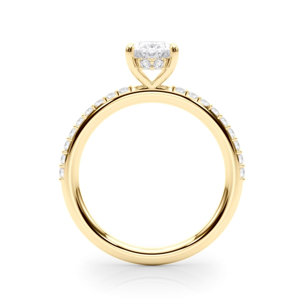 Hidden Halo Oval Engagement Ring, style 51208, Side view in yellow gold