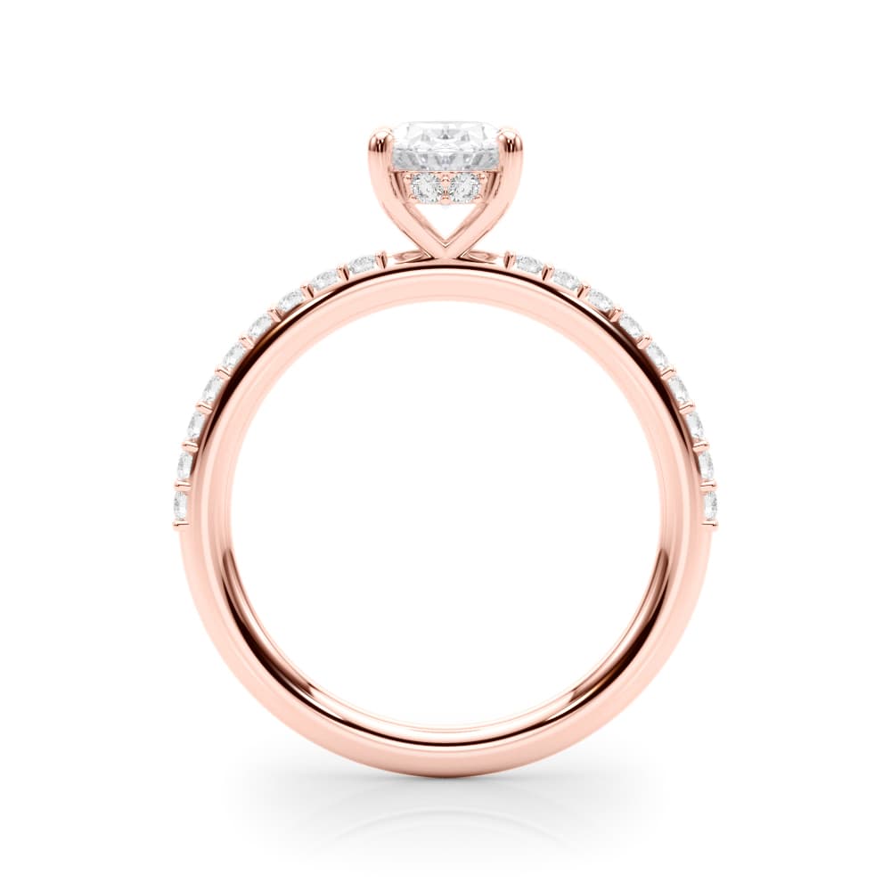 Hidden Halo Oval Engagement Ring, style 51208, Side view in rose gold