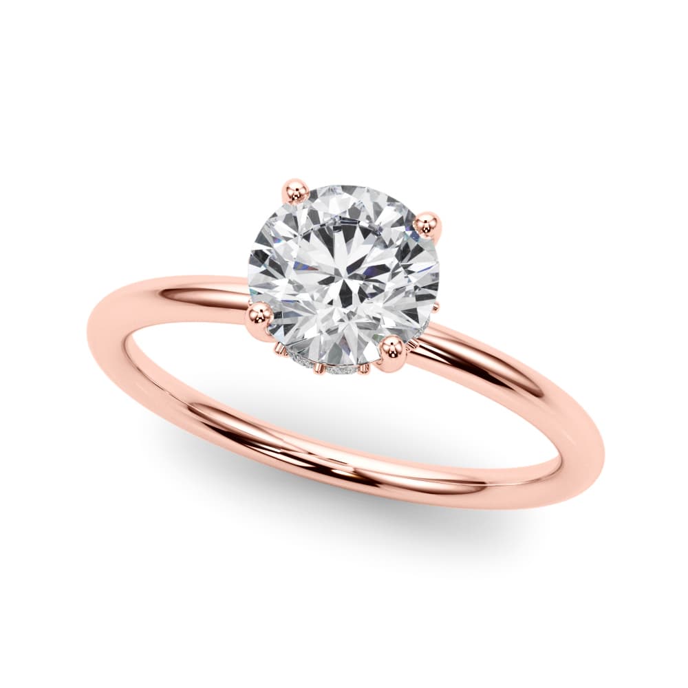 Hidden Halo Round Engagement Ring, style 51210, Front view in rose gold