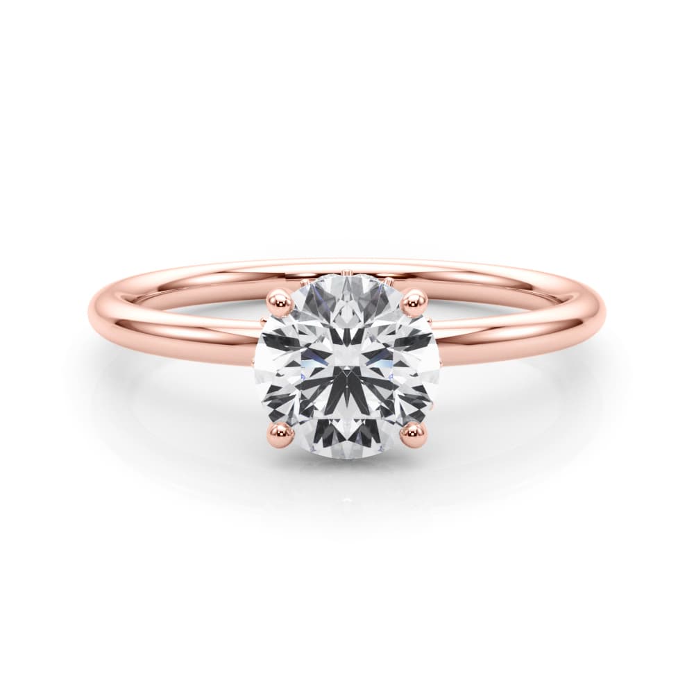 Hidden Halo Round Engagement Ring, style 51210, On hand view in rose gold
