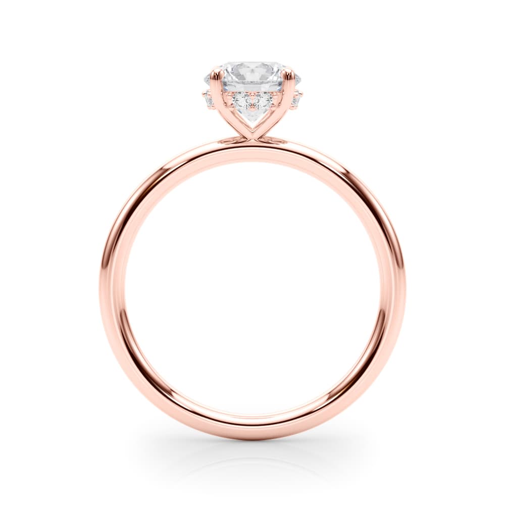 Hidden Halo Round Engagement Ring, style 51210, Side view in rose gold