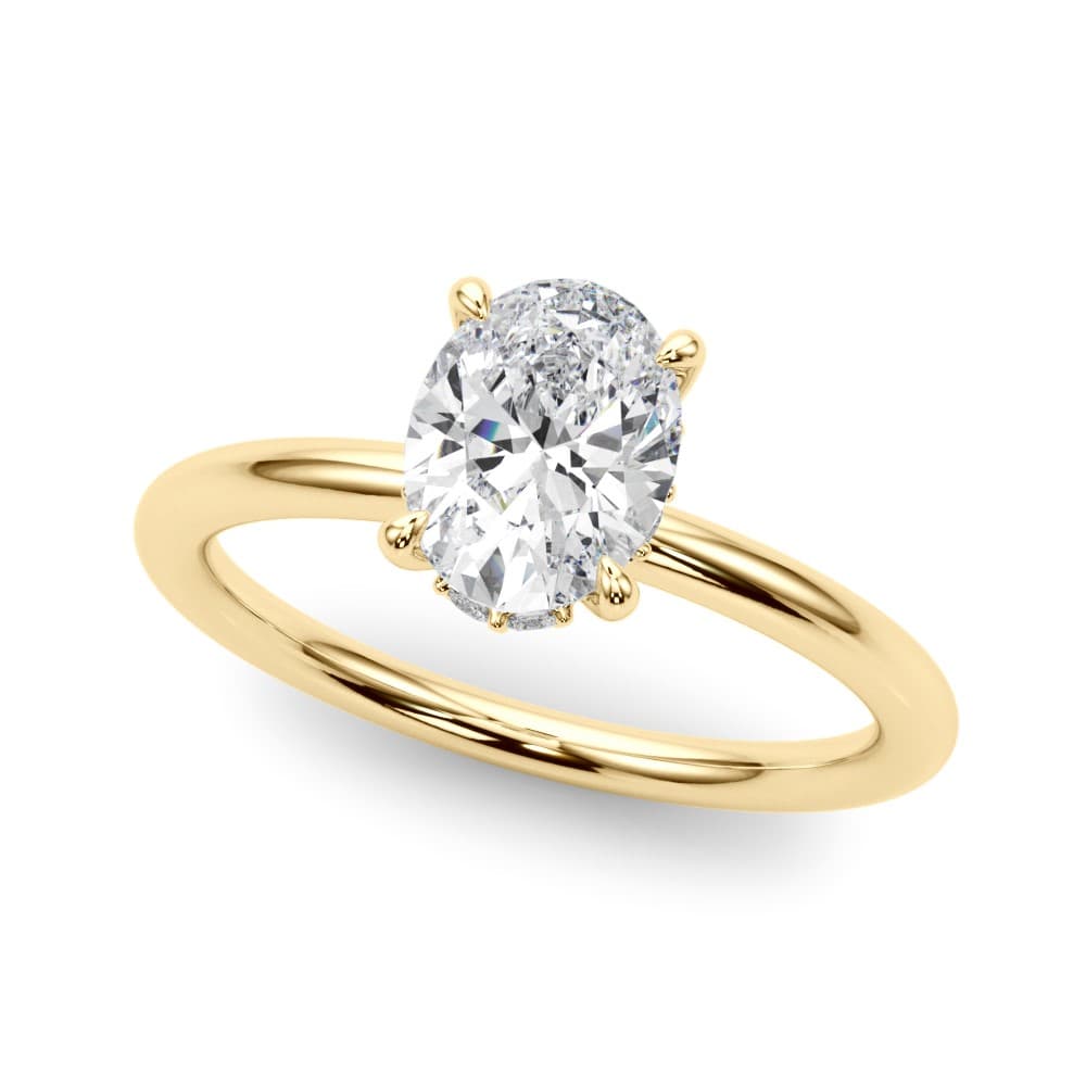 Hidden Halo Oval Engagement Ring, style 51211, Front view in yellow gold