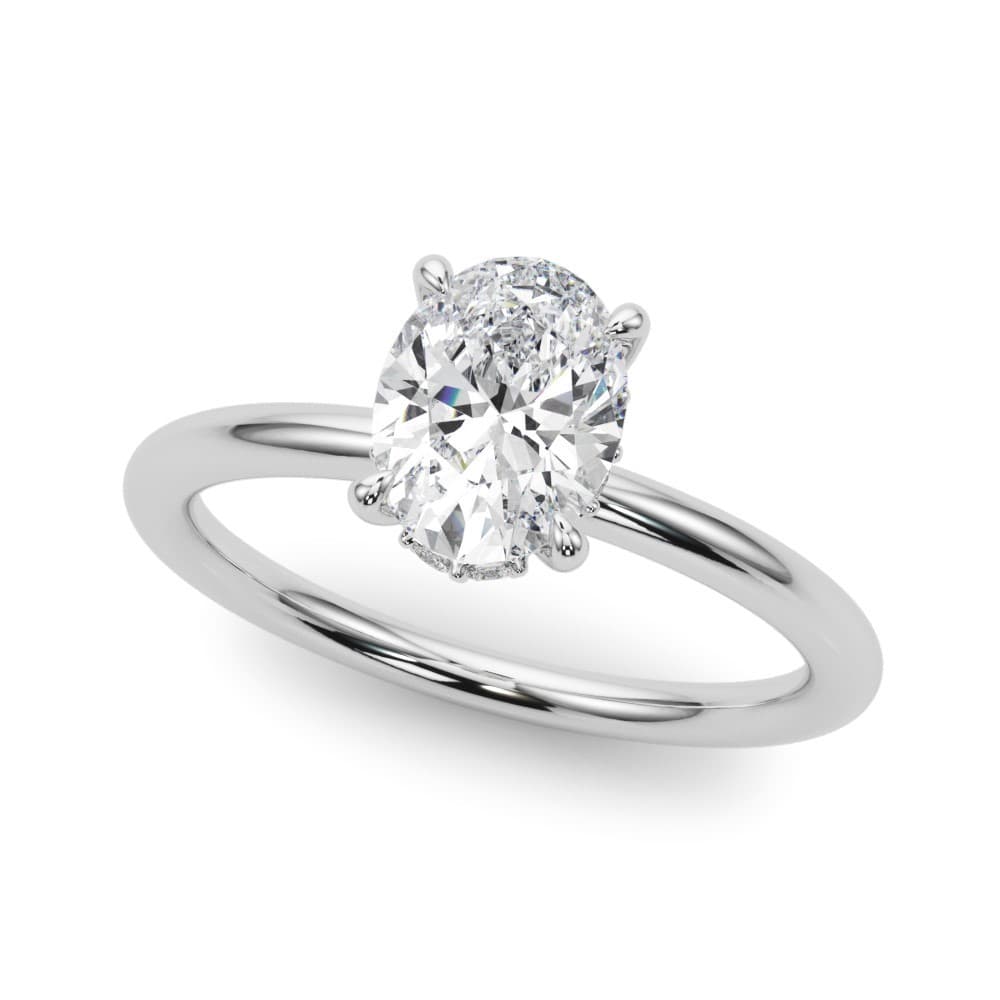 Hidden Halo Oval Engagement Ring — style 51211 in 10k White Gold