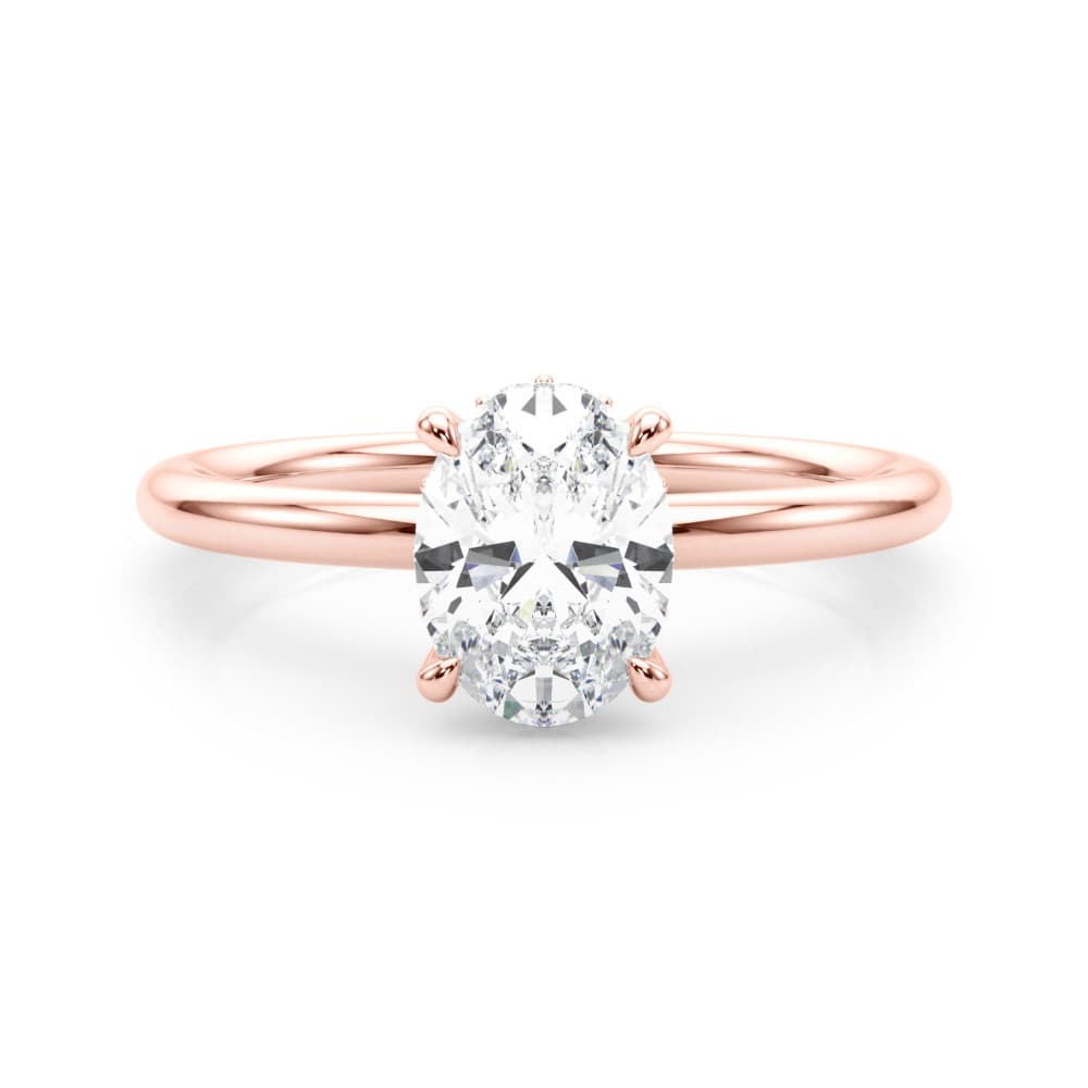 Hidden Halo Oval Engagement Ring, style 51211, On hand view in rose gold