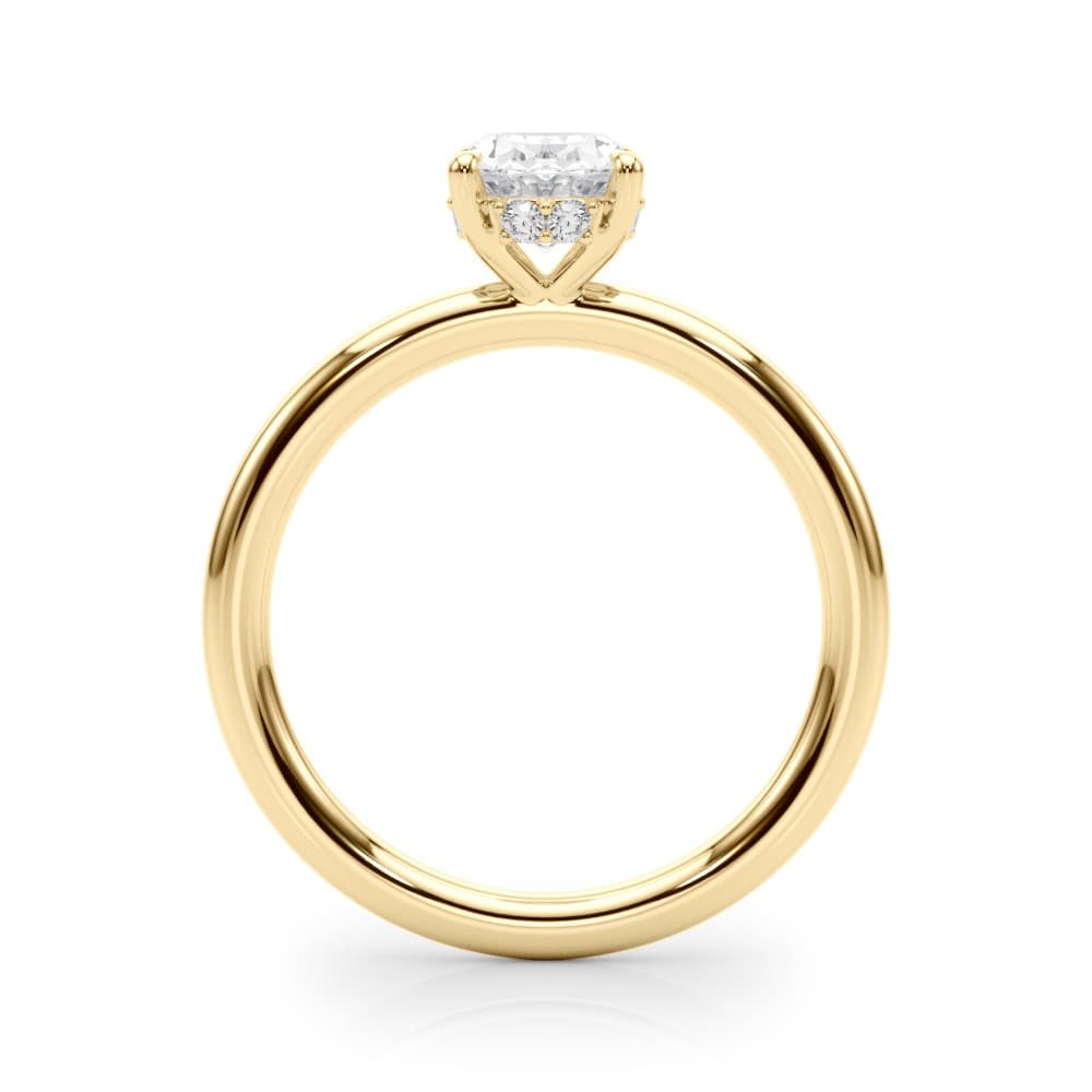 Hidden Halo Oval Engagement Ring, style 51211, Side view in yellow gold