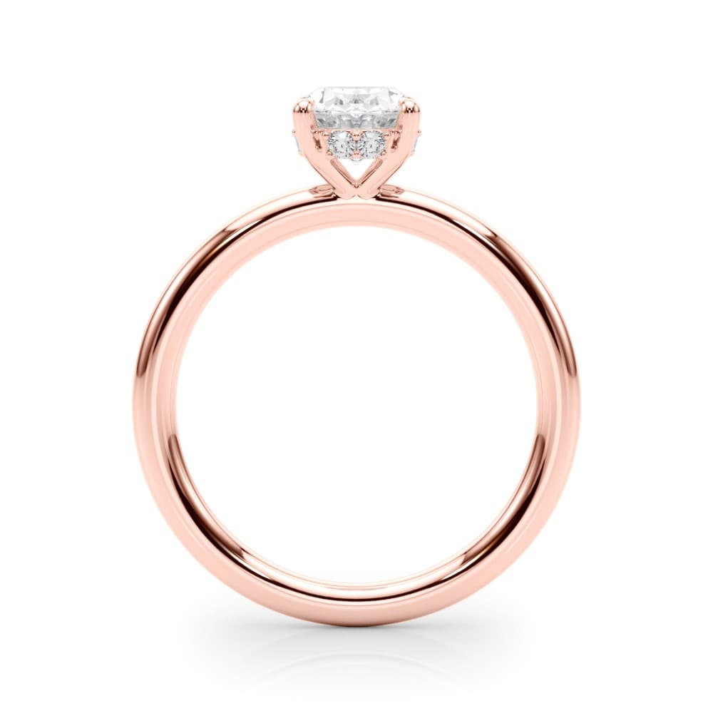 Hidden Halo Oval Engagement Ring, style 51211, Side view in rose gold