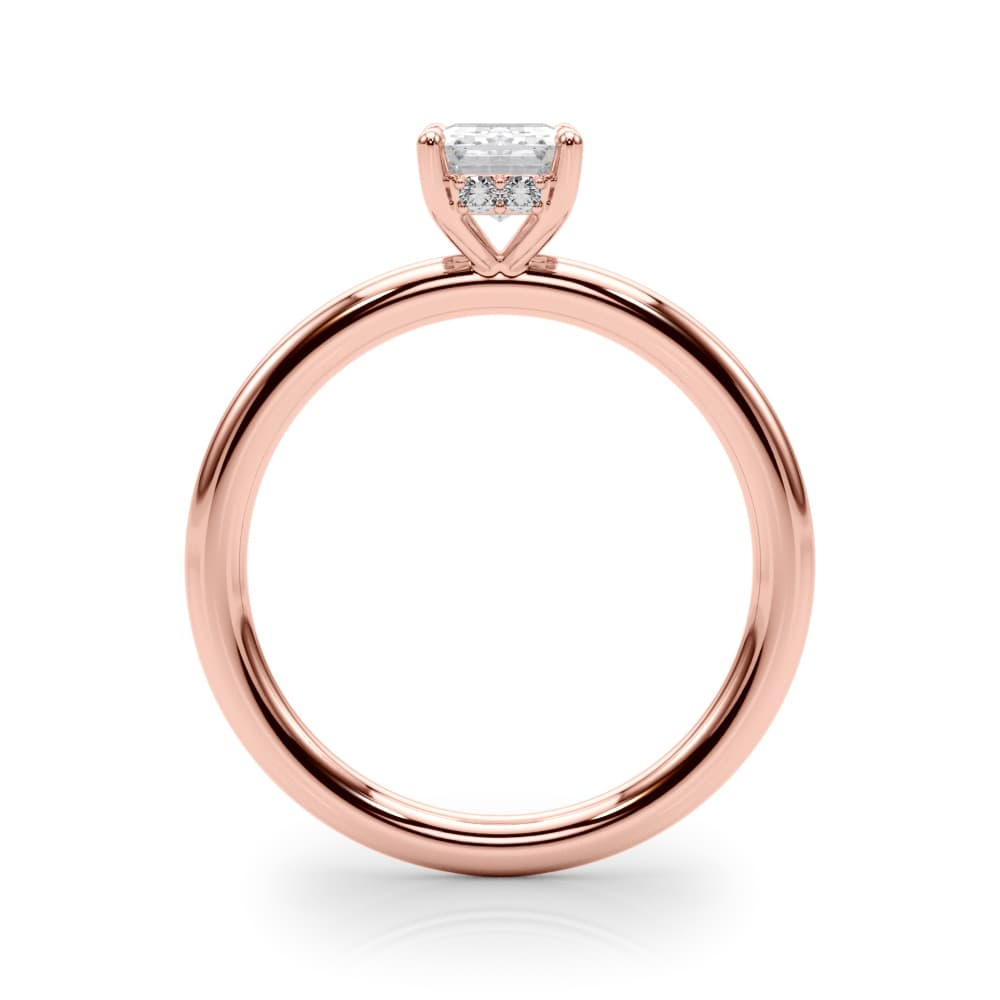 Hidden Halo Emerald Cut Engagement Ring, style 51212, Side view in rose gold