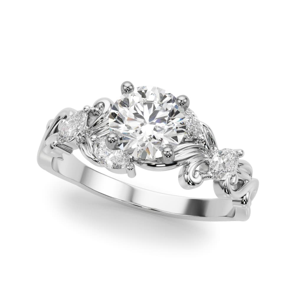 Vintage-Inspired Marquise Accented Engagement Ring — style 51213 in 10k White Gold