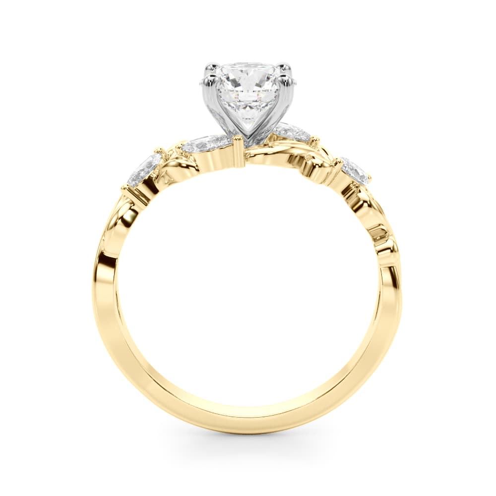 Vintage-Inspired Marquise Accented Engagement Ring, style 51213, Side view in yellow gold