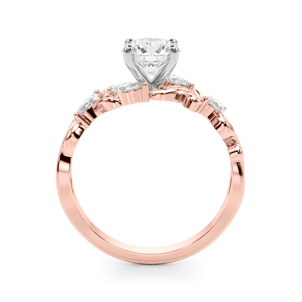 Vintage-Inspired Marquise Accented Engagement Ring, style 51213, Side view in rose gold