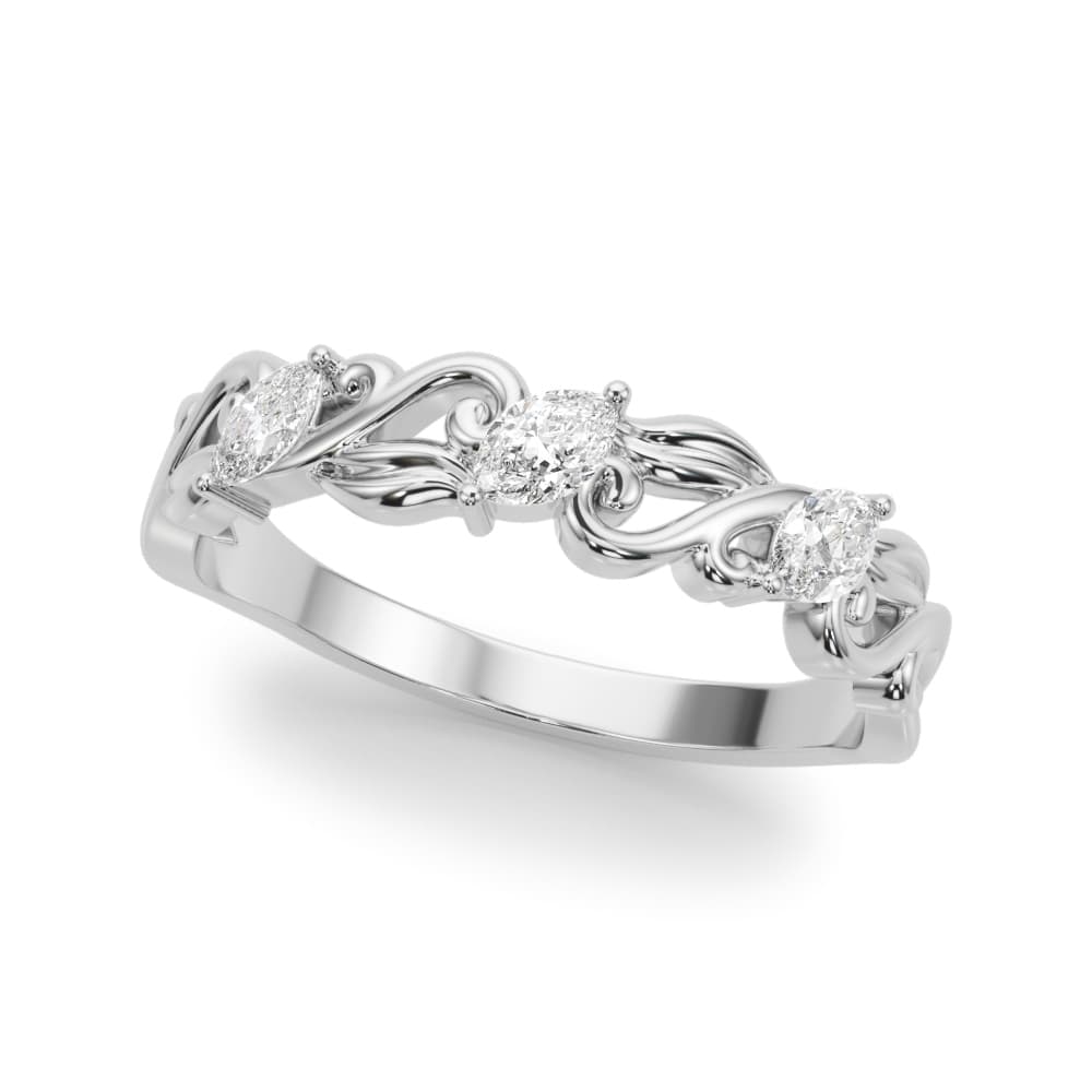 Nature Inspired Marquise Shape Wedding Band — View 1