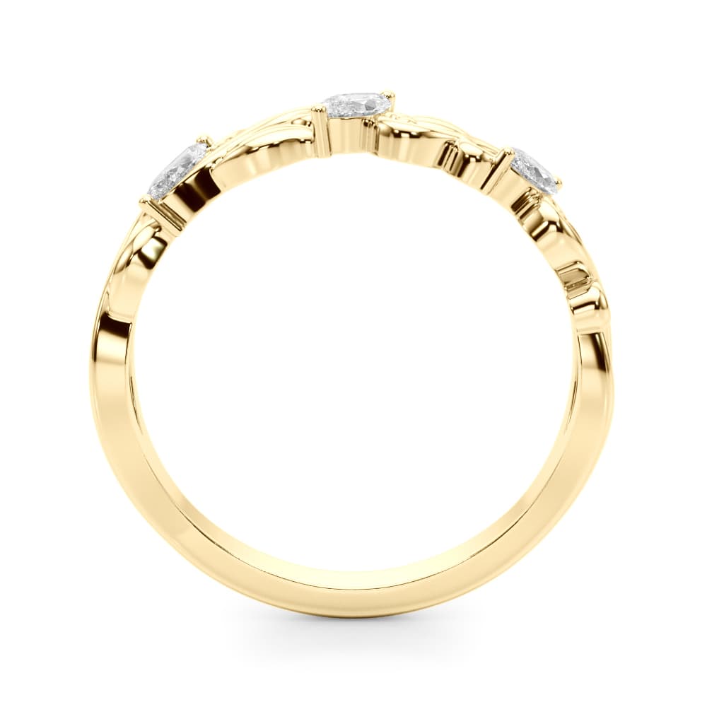 Nature Inspired Marquise Wedding Band (0.21 ct. tw.), Side view in yellow gold