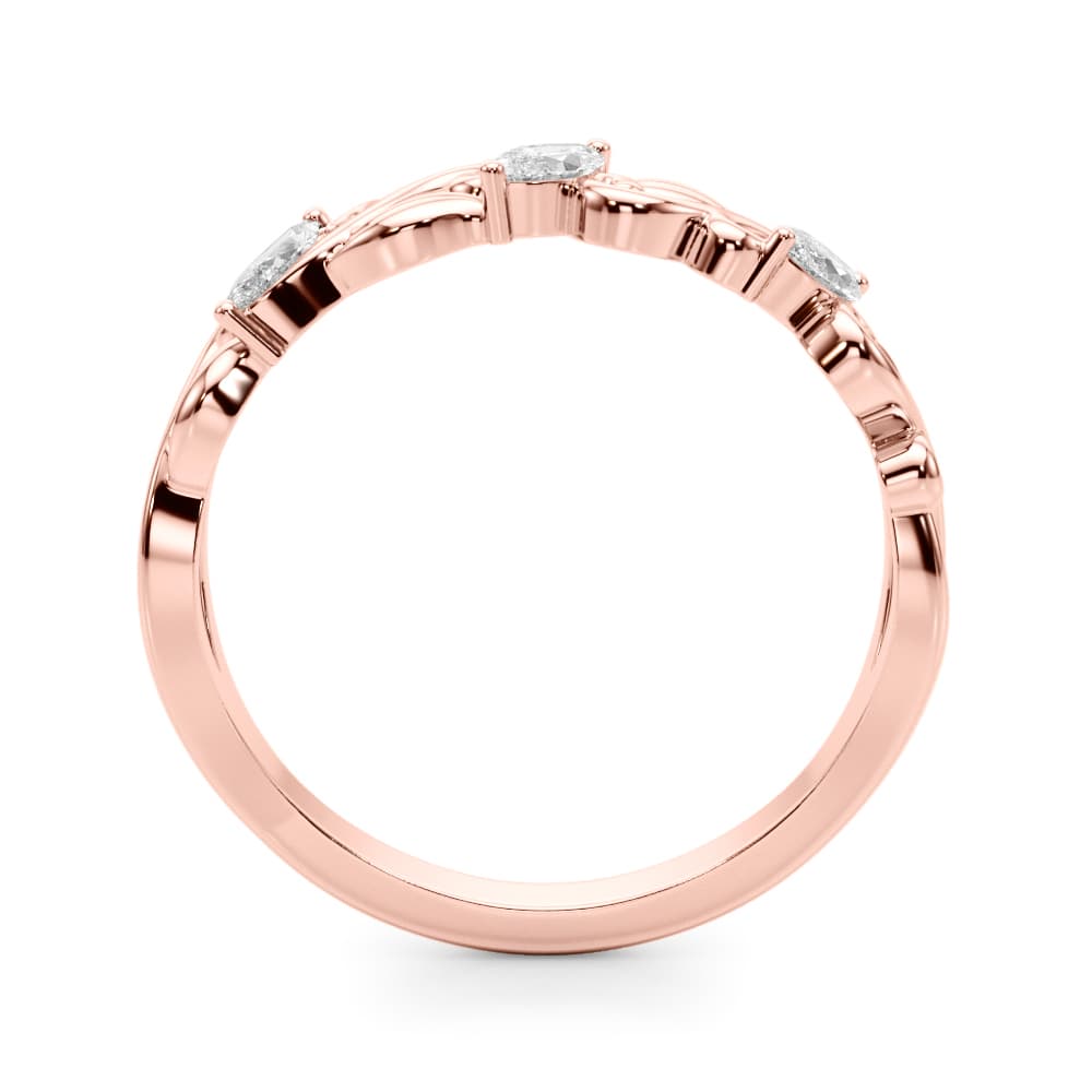 Nature Inspired Marquise Wedding Band (0.21 ct. tw.), Side view in rose gold