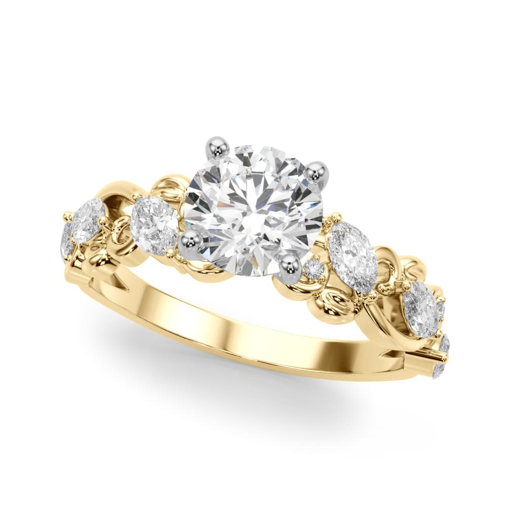 Contemporary Engagement Ring, style 51214, Front view in yellow gold