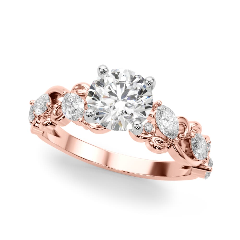 Contemporary Engagement Ring, style 51214, Front view in rose gold