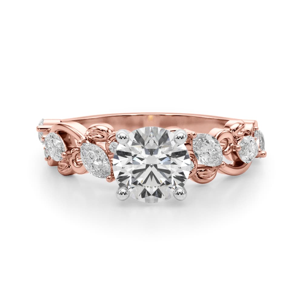 Contemporary Engagement Ring, style 51214, Angle view in rose gold